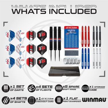 Дротики WINMAU PDC Ultimate 22G сталеві з польотами та валами