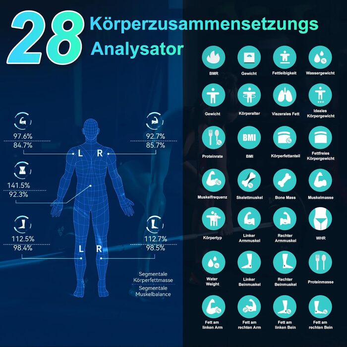 Шкала жиру 8 електродів, ручні датчики, TFT дисплей, 24 користувача