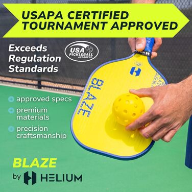 Набір ракеток для піклболу Helium 4 шт, USAPA, графіт-скловолокно, легкий стільниковий сердечник