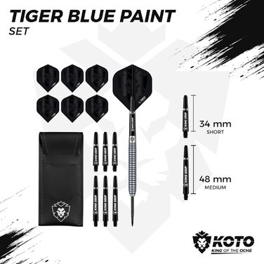 Набір KOTO Tiger Darts 23 г, бочки, польоти, вали, гаманець, Pro Grip Blue