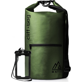 Сухий мішок 'Cliff-Bag в 20 л, 30 л, 40 л I Рюкзак для SUP, каное, байдарки I Водонепроникний сухий мішок з плечовими ременями I Речовий мішок водонепроникний I FREE Водонепроникний чохол для телефону зелений 20 літрів, 10