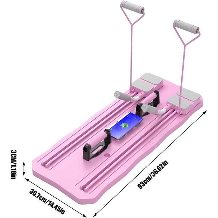 Компактна дошка для пілатесу реформер, дошка для реформування пілатесу, багатофункціональна дошка для живота, складна дошка для пілатесу для домашніх тренувань, багатофункціональна дошка для тренажера для живота, набір реформаторів для пілатесу рожевий