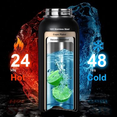 OneTigris пляшка для води з нержавіючої сталі 0,9 л, ізотермічна спортивна фляга для велосипеда, кемпінгу, йоги, спортзалу, софтейру, 32oz