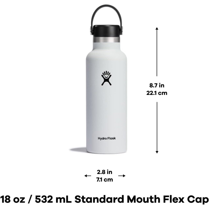 Термобутилка HYDRO FLASK 532 мл з нержавіючої сталі, вакуумна, спортивна, із широкою горловиною, кришкою Flex Cap та ремінцем, Laguna, підходить для посудомийки