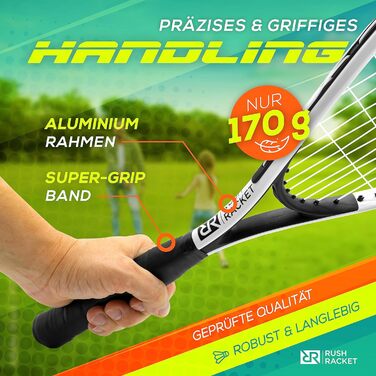 Набір ракеток Rush RS3 Speed Badminton Set 5 предметів (2 ракетки, 5 воланів, софтбол, 8 шт. розмітка поля, сумка для перенесення) Crossminton Set - Turbo Badminton Set - Швидкісний набір для бадмінтону (1-й білий)