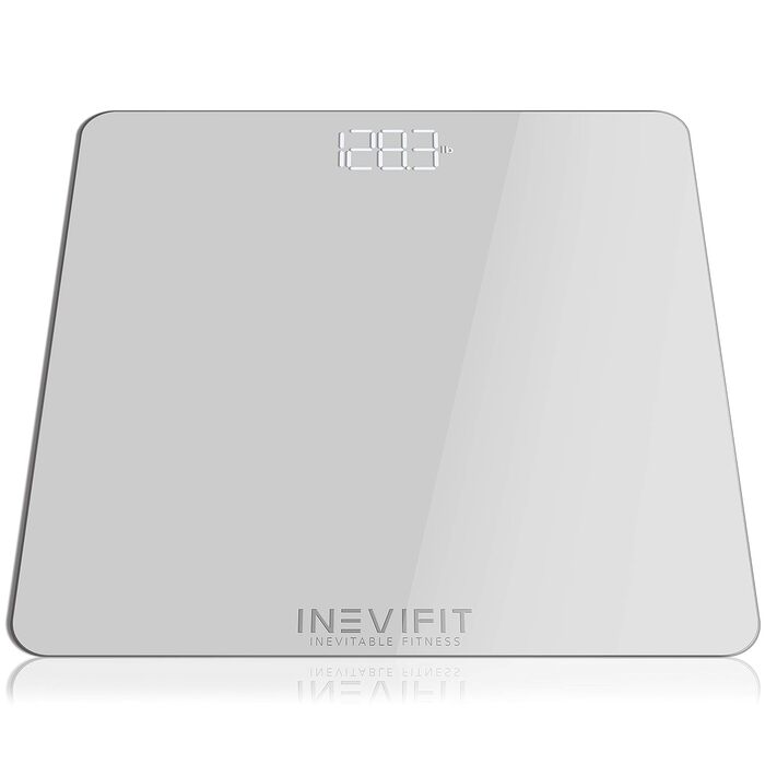 Цифрова вага INEVIFIT, високоточна, для кількох користувачів, срібляста, велика платформа 28х28 см