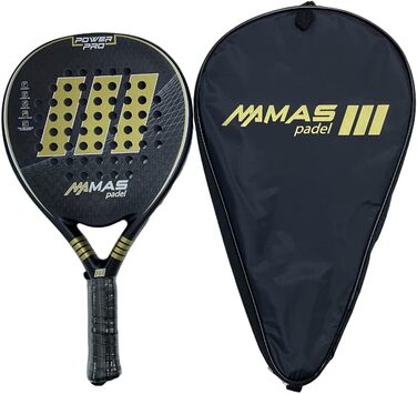 Ракетка MAS Padel Power Pro Padel, Золотий/Чорний, Унісекс, Дорослий, 100 карбонове покриття, Шорстка поверхня, Висока продуктивність