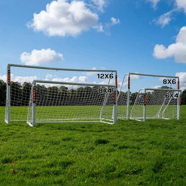 Футбольні ворота Football Flick Ultimate всепогодні, uPVC, з УФ-захистом, товщина стійок 70 мм, інтегрована система фіксації, посилені кути, розміри 6x4, 8x4, 8x6, 12x6
