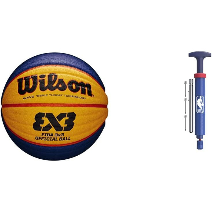 Міні-гумовий баскетбольний м'яч Wilson Unisex-Adult FIBA 3X3 (матчевий м'яч, комплект із набором насосів для м'яча)