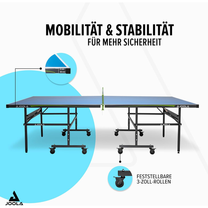 Стіл для тенісу JOOLA - алюмінієвий композит 6 мм, погодостійкий, складаний