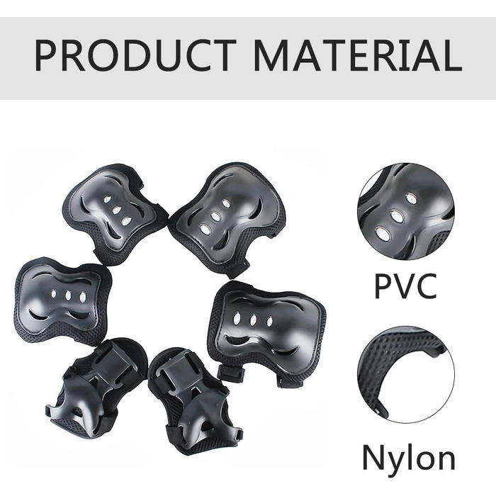Набір накладок на скейтборд з 6 шт. Накладки на скейтборд Наколінники та лікті із захистом на зап'ястя, безпечний захисний набір спорядження для занять спортом на свіжому повітрі, дитячих ковзанах, велосипеді, самокаті, BMX