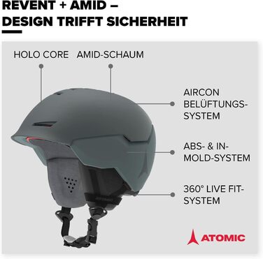 Гірськолижний шолом ATOMIC Revent AMID - унісекс для дорослих - Custom Fit & Precise Fit - Чудовий захист від ударів - Інноваційна система вентиляції (63-65 см, зелений)