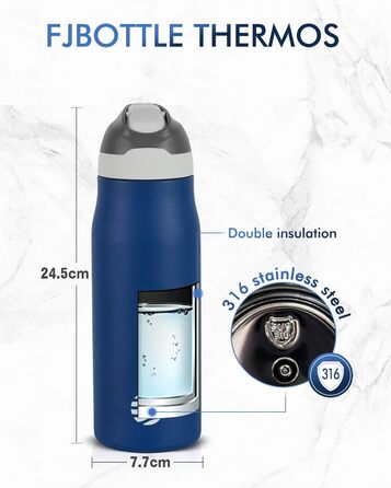 Термобутилка FEIJIAN FJbottle 710 мл з щіткою, нержавіюча сталь, синя