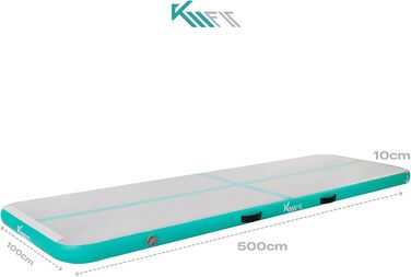 Килимок KM KM Fit Airtrack висотою 10 см Килимок для перекидання 3/4/5 м Надувний килимок для фітнесу Гімнастичний килимок в т.ч. Сумка для перенесення, електр. Набір повітряних насосів і фліків Стійкість до ультрафіолетового випромінювання Килимок для гі