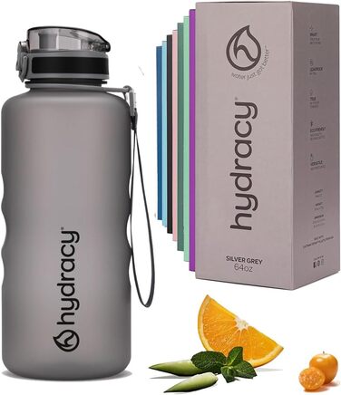 Гідраційна пляшка для води з фруктовим відсіком Hydracy 2л, BPA Free, з часовою міткою, герметична спортивна пляшка без конденсату для спорту та активного відпочинку