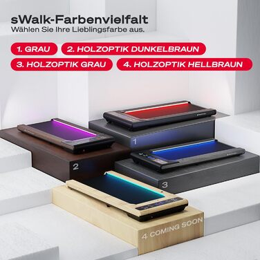 Бігова доріжка sWalk Walking Pad зі світлодіодом - Німецький бренд якості - 1-6 км/год Швидкість з інтерактивним РК-дисплеєм і сумісністю з додатками - Гнучка бігова доріжка під столом для дому та офісу sWalk - сірий