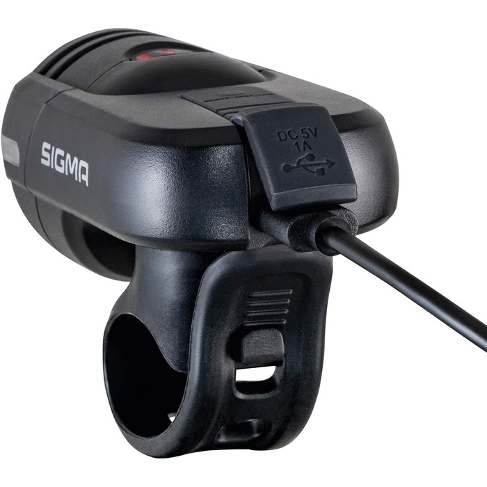 SIGMA Aura 45 – велосипедна LED фара 45 Люкс, акумуляторна, водостійка, 3 режими, переднє світло, StVZO
