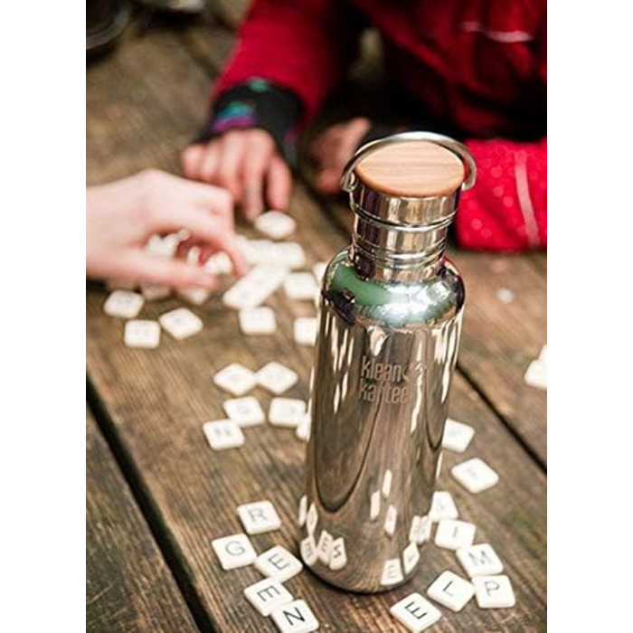 Пляшка для води Klean Kanteen Reflect з нержавіючою цільною бамбуковою кришкою матова нержавіюча 800 мл/27 унцій