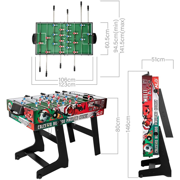 Складаний стіл HLC 4-в-1: футбол, більярд, теніс, хокей