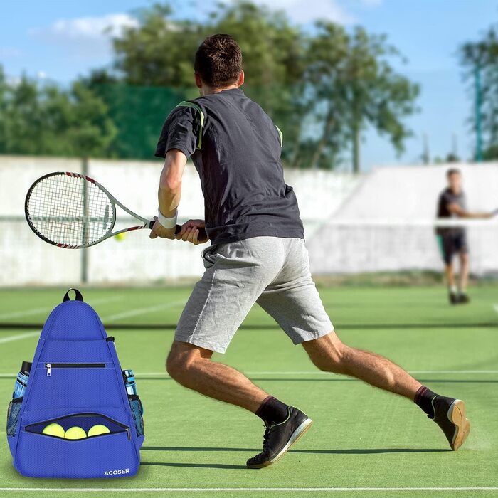 Тенісна сумка ACOSEN, Tennis Backpack - великі тенісні сумки для жінок і чоловіків, для тенісних ракеток, піклбольних лопаток, ракеток для бадмінтону, ракеток для сквошу, м'ячів та інших аксесуарів (сині)