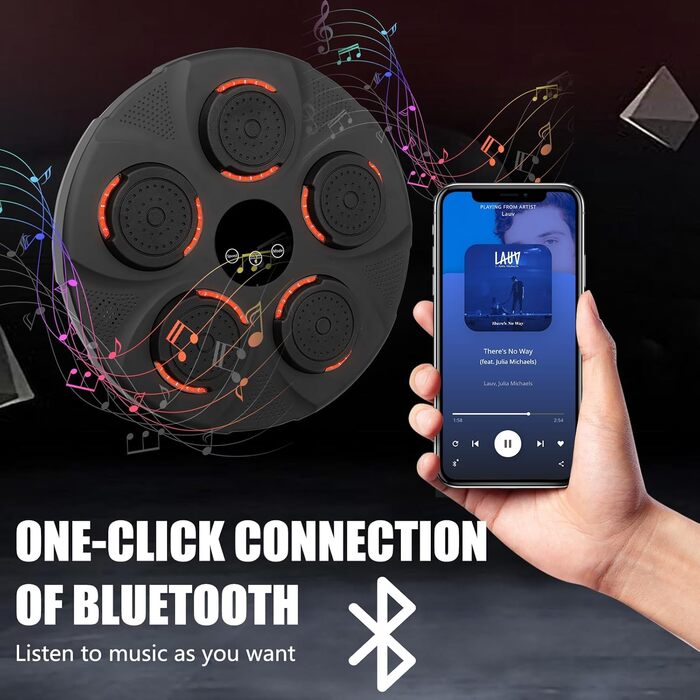 Музичний боксерський автомат Vinteky Bluetooth Боксерський автомат Інтелектуальний музичний боксерський тренажер для тренування спритності Настінне тренування боксу Focus Тренування спритності для дітей та дорослих чорний