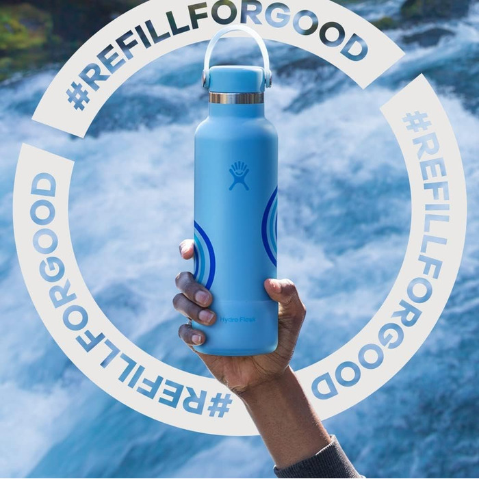 Термобутилка HYDRO FLASK 621 мл Refill For Good, вакуумна нержавіюча пляшка для води, спортивна, з герметичною кришкою Flex, стандартне горлечко, біла