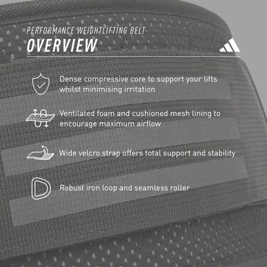 Пояс для важкої атлетики adidas Performance для чоловіків - чорний