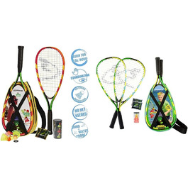 Набір Speedminton S600, зелений/жовтий/рожевий, One size & Junior Set оригінальний дитячий набір для швидкісного бадмінтону/кросмінтону з 2 веселими спідерами, сумка