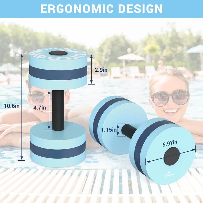 Набір гантелей Sportneer Aqua з EVA-піни для водної аеробіки, аквафітнесу та акваджогінгу, обладнання для водних тренувань