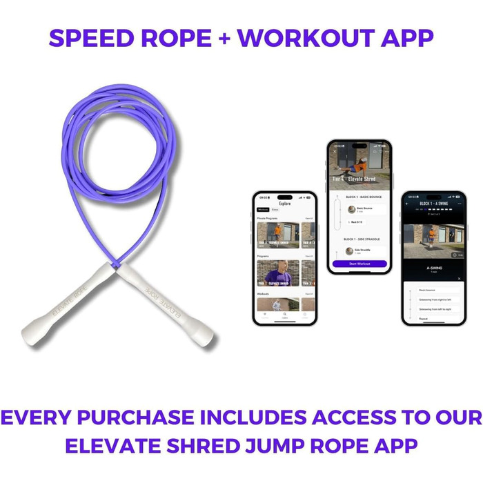 Скакалка Elevate Speed Rope MAX, професійна, з міцного ПВХ з нейлоновим сердечником, 5 мм, довжина до 3 м, посилені ручки
