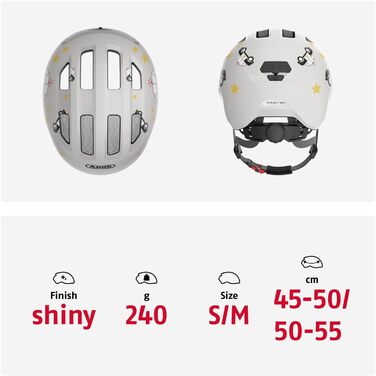 Шолом ABUS Smiley 3.0, M (50-55 см), сірий - глибока посадка, кабельний простір