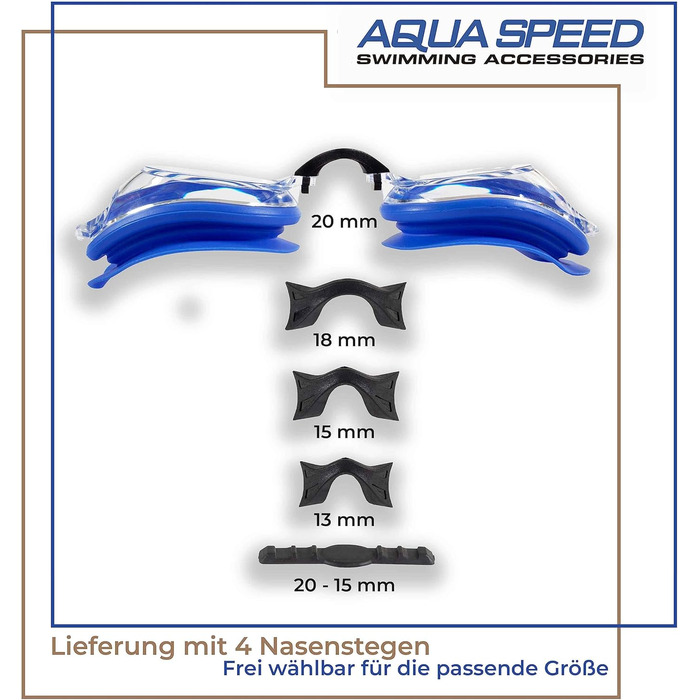 Окуляри для плавання Aqua Speed за рецептом - LUMINA - Діоптрії для дорослих з короткозорістю ліва та права лінзи індивідуально підбираються відповідно до ваших побажань (3rd Lumina / синій / незатонований)