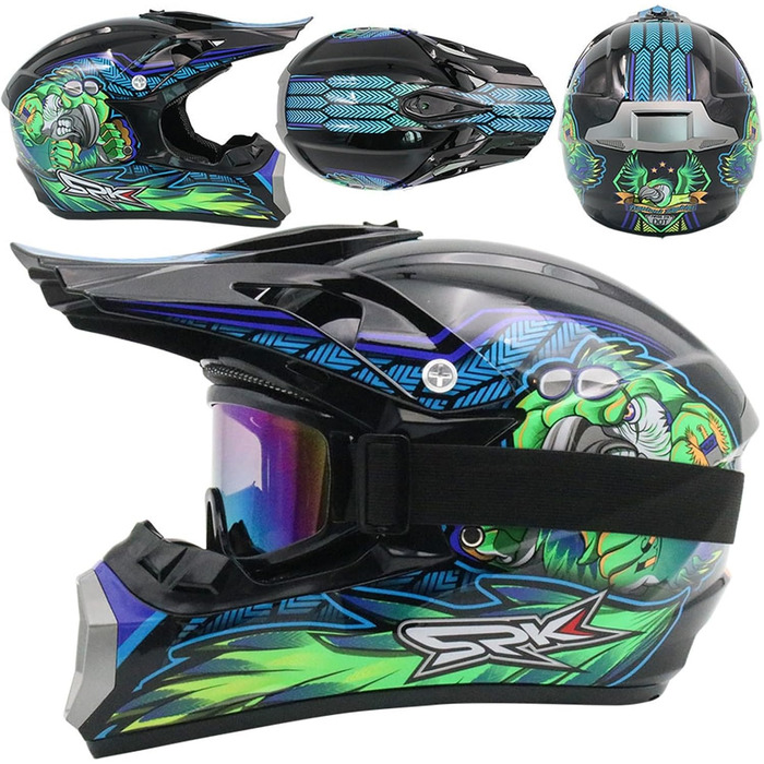 Дитячий мотокросовий шолом Fullface з рукавичками, маскою та окулярами для MTB, Downhill, ендуро, ATV, мотоцикла