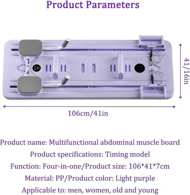 Дошка для вправ з автоматичним відскоком для тренувань ніг, стегон, талії та живота фіолетового кольору