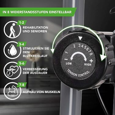 Велотренажер Tunturi Cardio Fit B25 X Bike Складаний / Фітнес-велосипед / Домашній велосипед Велосипедний тренажер зі спинкою тримач планшета та РК-екран - чорний