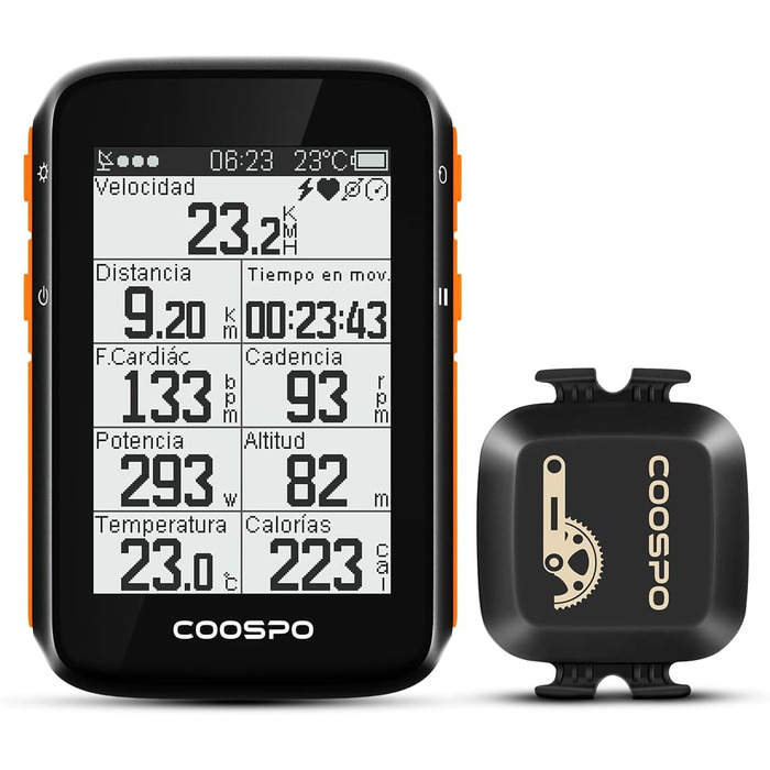 Циклокомп'ютер COOSPO GPS Bluetooth 5.0 ANT, РК-дисплей 2,4 IP67