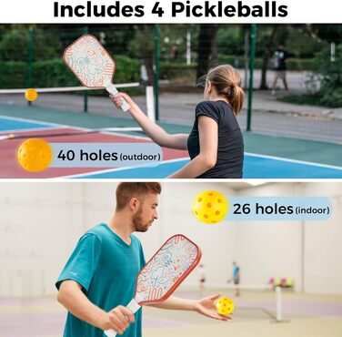 Набір Sukeen Pickleball 2 весла, скловолокно, стрічка, сумка для початківця