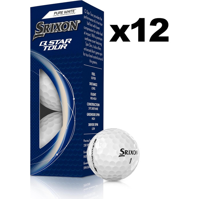 М'ячі для гольфу Srixon Q-Star Tour 5 2024 м'яке відчуття (12 шт.)