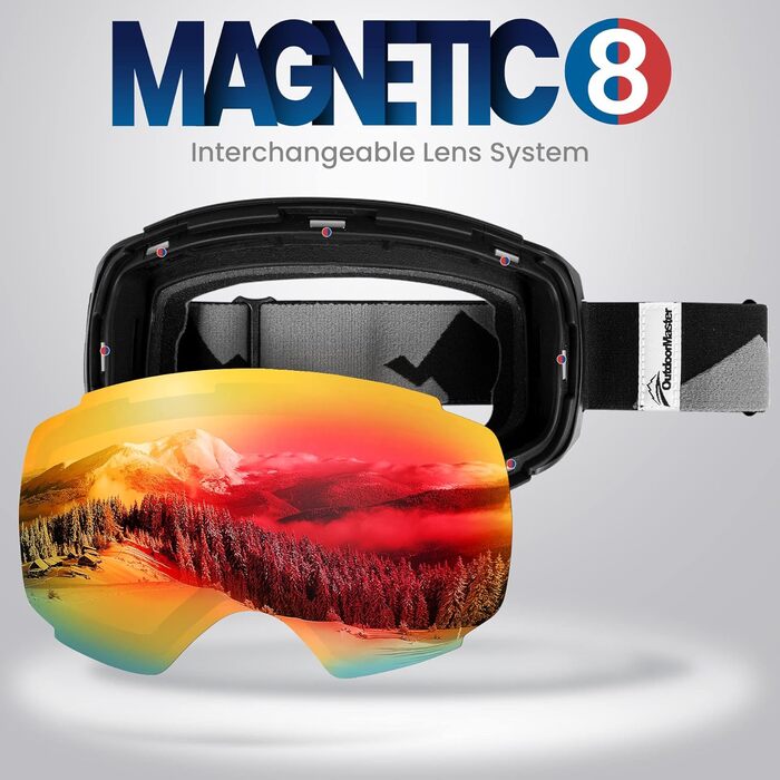 Лінзи OutdoorMaster Ski Goggles PRO - VLT 15, 10 кольорів, червоний