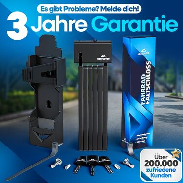 NEXTCOVER® складний велосипедний замок FoldOne, 100 см, з технологією SteelSecure, 3 ключі, високий рівень захисту, з кріпленням