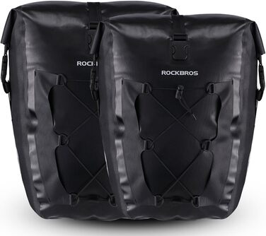 ROCKBROS велосипедна сумка на багажник, водонепроникна, 27 л, з сітчастою кишенею, чорна (1 пара)