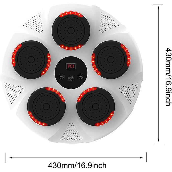 Музичний боксерський автомат LANPEW Настінна боксерська мішень Світлодіодна музична боксерська машина підтримує 9 режимів швидкості Bluetooth і режим підрахунку в приміщенні Дорослі та діти Вправи Бокс Білий Ротонді