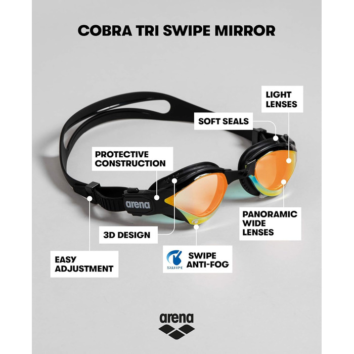 Окуляри ARENA Cobra Tri Swipe жовті мідно-чорні з чохлом