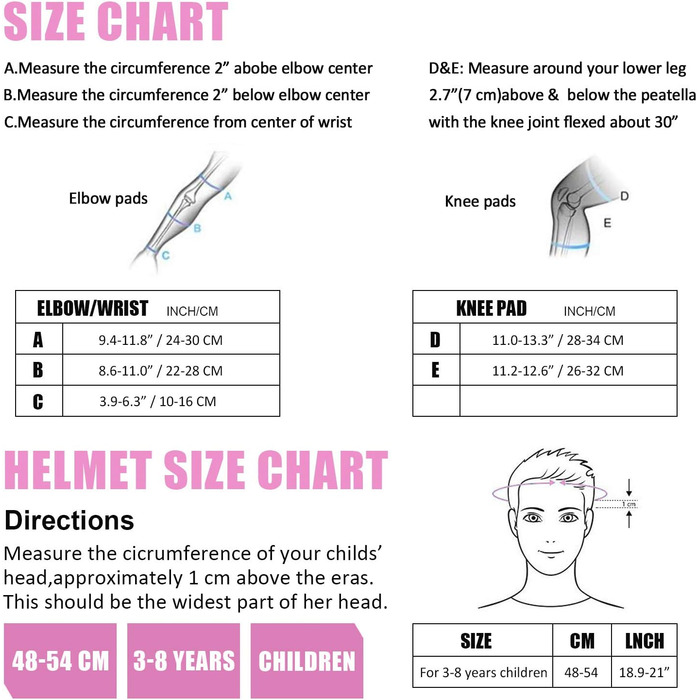 Дитячі протектори на зап'ястя Протектори для ліктів Дитячі протектори для колін (2-8 років) з дитячим шоломом Протектор на зап'ястя Протектор для налокітників для Kateboard Роликовий скейт Велосипед Rollchuh (рожевий, S)