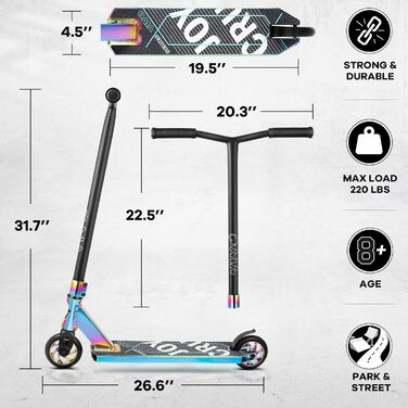 Скутер V4 Pro, Trick Scooter трюковий самокат для дітей 8 років, підлітків та дорослих повний самокат для початківців та просунутих фрістайлу BMX (Neo)