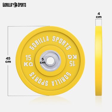 Бамперні пластини GORILLA SPORTS прогумовані 50 мм, 15 кг