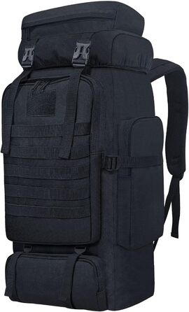 Тактичний туристичний рюкзак 80 л Molle, водостійкий, великий військовий рюкзак для походів та спорту, чорний