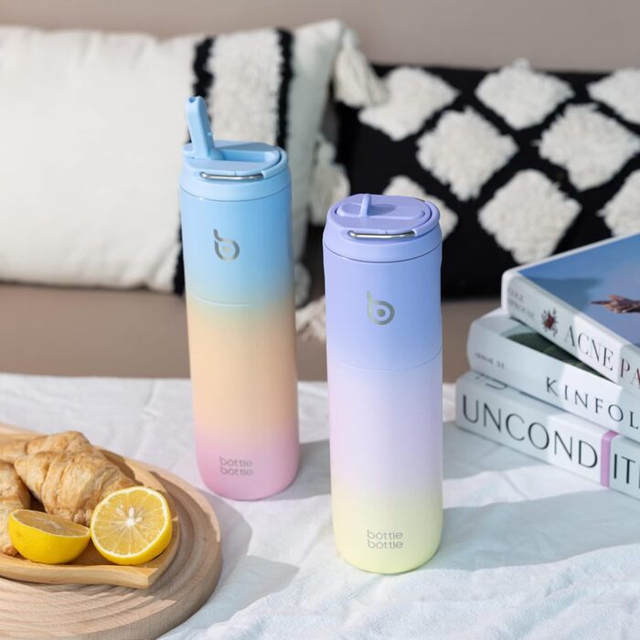 Термобутилка BOTTLE BOTTLE 680 мл з трубочкою, кришкою та ручкою, спортивна нержавіюча пляшка для води, подвійні стінки, герметична, для спорту, подорожей, тренажерного залу