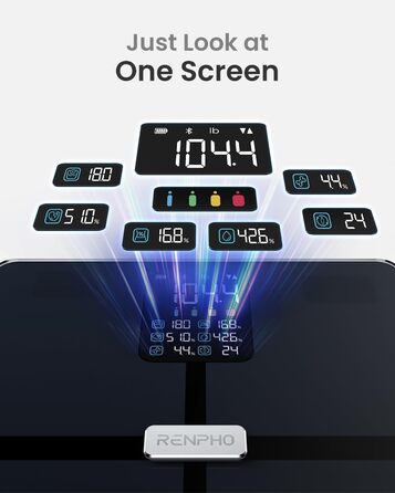 Ваги для ванної кімнати RENPHO Ваги жиру в організмі з дисплеєм VA, ваги Bluetooth для вимірювання ваги та відсотка жиру, ІМТ, м'язової та кісткової маси, сумісні з Apple Health, FSA HSA Store Сумісний