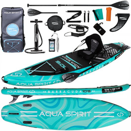 Надувна дошка для веслування Aqua Spirit SUP 2024 320x815см Повний комплект для переобладнання байдарки з веслом, рюкзаком, насосом та іншими аксесуарами Дорослі початківці/експерти Гарантія 2 роки (зелений)